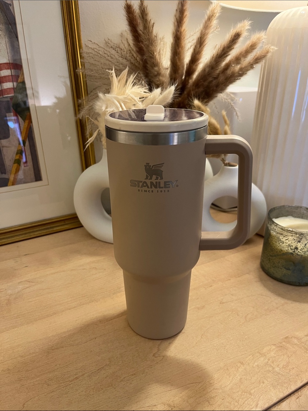 Stanley Taupe Travel Mug with Handle
